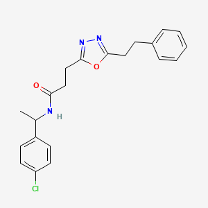 molecular formula C21H22ClN3O2 B3765257 N-[1-(4-chlorophenyl)ethyl]-3-[5-(2-phenylethyl)-1,3,4-oxadiazol-2-yl]propanamide 