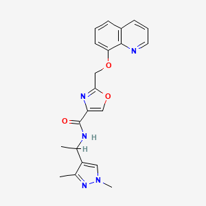 molecular formula C21H21N5O3 B3765314 N-[1-(1,3-dimethyl-1H-pyrazol-4-yl)ethyl]-2-[(8-quinolinyloxy)methyl]-1,3-oxazole-4-carboxamide 