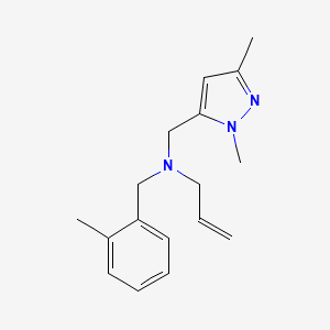 molecular formula C17H23N3 B3765373 N-[(1,3-dimethyl-1H-pyrazol-5-yl)methyl]-N-(2-methylbenzyl)prop-2-en-1-amine 
