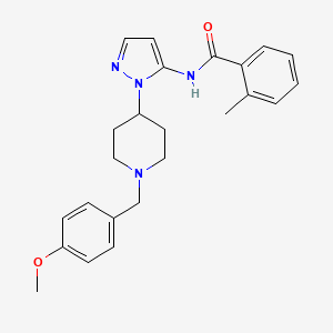 molecular formula C24H28N4O2 B3765387 N-{1-[1-(4-methoxybenzyl)-4-piperidinyl]-1H-pyrazol-5-yl}-2-methylbenzamide 