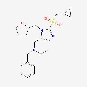 molecular formula C22H31N3O3S B3765396 N-benzyl-N-{[2-[(cyclopropylmethyl)sulfonyl]-1-(tetrahydro-2-furanylmethyl)-1H-imidazol-5-yl]methyl}ethanamine 