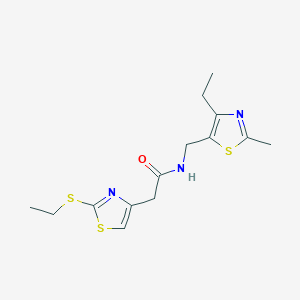 molecular formula C14H19N3OS3 B3765427 N-[(4-ethyl-2-methyl-1,3-thiazol-5-yl)methyl]-2-[2-(ethylthio)-1,3-thiazol-4-yl]acetamide 
