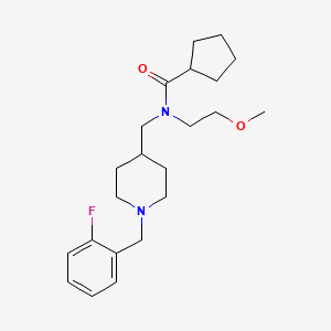 molecular formula C22H33FN2O2 B3765535 N-{[1-(2-fluorobenzyl)-4-piperidinyl]methyl}-N-(2-methoxyethyl)cyclopentanecarboxamide 