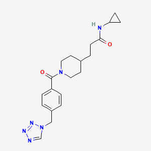 molecular formula C20H26N6O2 B3765545 N-cyclopropyl-3-{1-[4-(1H-tetrazol-1-ylmethyl)benzoyl]-4-piperidinyl}propanamide 