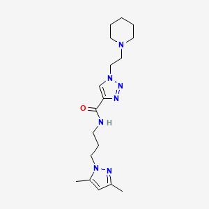 molecular formula C18H29N7O B3765697 N-[3-(3,5-dimethylpyrazol-1-yl)propyl]-1-(2-piperidin-1-ylethyl)triazole-4-carboxamide 