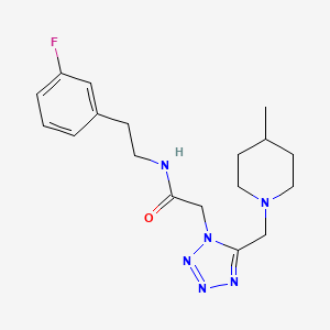molecular formula C18H25FN6O B3765753 N-[2-(3-fluorophenyl)ethyl]-2-{5-[(4-methyl-1-piperidinyl)methyl]-1H-tetrazol-1-yl}acetamide 