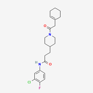 molecular formula C22H28ClFN2O2 B3765770 N-(3-chloro-4-fluorophenyl)-3-[1-(1-cyclohexen-1-ylacetyl)-4-piperidinyl]propanamide 