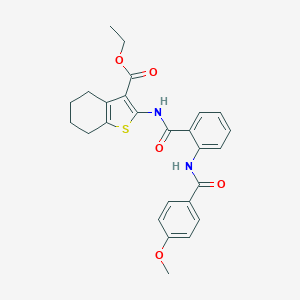 molecular formula C26H26N2O5S B376580 Ethyl 2-({2-[(4-methoxybenzoyl)amino]benzoyl}amino)-4,5,6,7-tetrahydro-1-benzothiophene-3-carboxylate 