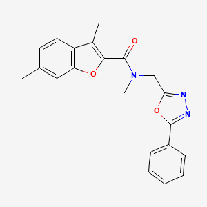 molecular formula C21H19N3O3 B3765842 N,3,6-trimethyl-N-[(5-phenyl-1,3,4-oxadiazol-2-yl)methyl]-1-benzofuran-2-carboxamide 