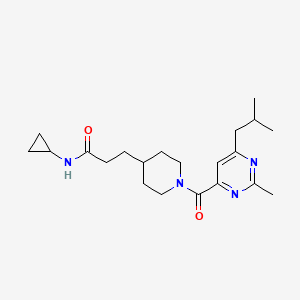 molecular formula C21H32N4O2 B3765868 N-cyclopropyl-3-{1-[(6-isobutyl-2-methyl-4-pyrimidinyl)carbonyl]-4-piperidinyl}propanamide 