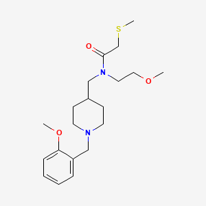 molecular formula C20H32N2O3S B3765874 N-{[1-(2-methoxybenzyl)-4-piperidinyl]methyl}-N-(2-methoxyethyl)-2-(methylthio)acetamide 