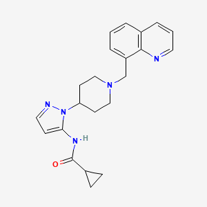 molecular formula C22H25N5O B3765916 N-[2-[1-(quinolin-8-ylmethyl)piperidin-4-yl]pyrazol-3-yl]cyclopropanecarboxamide 