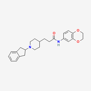 molecular formula C25H30N2O3 B3766127 N-(2,3-dihydro-1,4-benzodioxin-6-yl)-3-[1-(2,3-dihydro-1H-inden-2-yl)-4-piperidinyl]propanamide 
