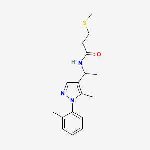 molecular formula C17H23N3OS B3766179 N-{1-[5-methyl-1-(2-methylphenyl)-1H-pyrazol-4-yl]ethyl}-3-(methylthio)propanamide 
