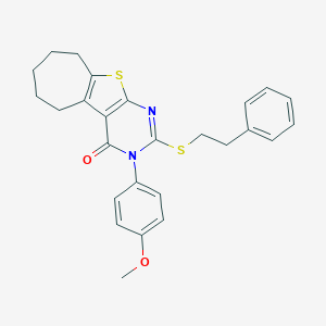 3-(4-methoxyphenyl)-2-[(2-phenylethyl)sulfanyl]-3,5,6,7,8,9-hexahydro-4H-cyclohepta[4,5]thieno[2,3-d]pyrimidin-4-one