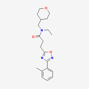molecular formula C20H27N3O3 B3766287 N-ethyl-3-[3-(2-methylphenyl)-1,2,4-oxadiazol-5-yl]-N-(tetrahydro-2H-pyran-4-ylmethyl)propanamide 