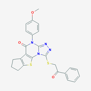 4-(4-methoxyphenyl)-1-[(2-oxo-2-phenylethyl)sulfanyl]-7,8-dihydro-6H-cyclopenta[4,5]thieno[3,2-e][1,2,4]triazolo[4,3-a]pyrimidin-5(4H)-one