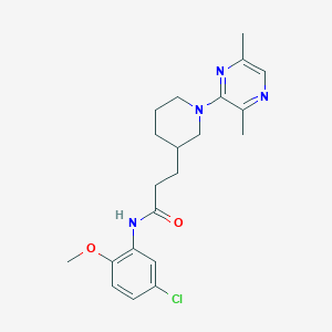 molecular formula C21H27ClN4O2 B3766294 N-(5-chloro-2-methoxyphenyl)-3-[1-(3,6-dimethyl-2-pyrazinyl)-3-piperidinyl]propanamide 