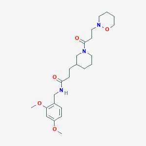 molecular formula C24H37N3O5 B3766327 N-(2,4-dimethoxybenzyl)-3-{1-[3-(1,2-oxazinan-2-yl)propanoyl]-3-piperidinyl}propanamide 