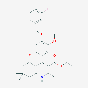 Ethyl 4-{4-[(3-fluorobenzyl)oxy]-3-methoxyphenyl}-2,7,7-trimethyl-5-oxo-1,4,5,6,7,8-hexahydroquinoline-3-carboxylate