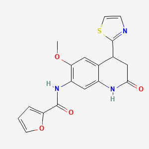 molecular formula C18H15N3O4S B3766479 N-[6-methoxy-2-oxo-4-(1,3-thiazol-2-yl)-1,2,3,4-tetrahydroquinolin-7-yl]-2-furamide 