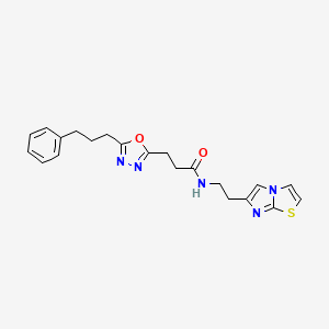 molecular formula C21H23N5O2S B3766628 N-(2-imidazo[2,1-b][1,3]thiazol-6-ylethyl)-3-[5-(3-phenylpropyl)-1,3,4-oxadiazol-2-yl]propanamide 