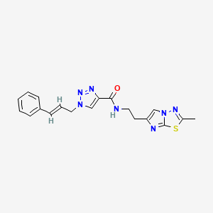 molecular formula C19H19N7OS B3766631 N-[2-(2-methylimidazo[2,1-b][1,3,4]thiadiazol-6-yl)ethyl]-1-[(2E)-3-phenyl-2-propen-1-yl]-1H-1,2,3-triazole-4-carboxamide 