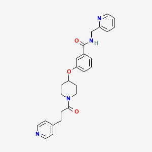molecular formula C26H28N4O3 B3766644 N-(pyridin-2-ylmethyl)-3-[1-(3-pyridin-4-ylpropanoyl)piperidin-4-yl]oxybenzamide 