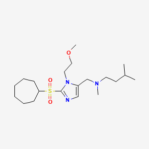 molecular formula C20H37N3O3S B3766666 N-[[2-cycloheptylsulfonyl-3-(2-methoxyethyl)imidazol-4-yl]methyl]-N,3-dimethylbutan-1-amine 