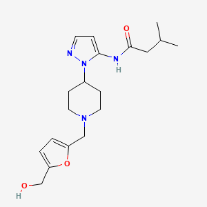 molecular formula C19H28N4O3 B3766732 N-[1-(1-{[5-(hydroxymethyl)-2-furyl]methyl}-4-piperidinyl)-1H-pyrazol-5-yl]-3-methylbutanamide 