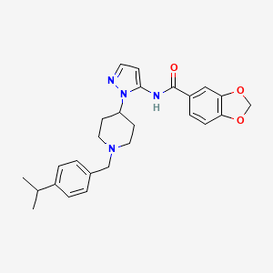 molecular formula C26H30N4O3 B3766808 N-{1-[1-(4-isopropylbenzyl)-4-piperidinyl]-1H-pyrazol-5-yl}-1,3-benzodioxole-5-carboxamide 