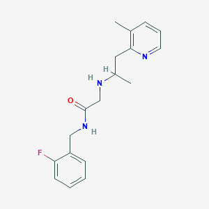 molecular formula C18H22FN3O B3766828 N-(2-fluorobenzyl)-2-{[1-methyl-2-(3-methylpyridin-2-yl)ethyl]amino}acetamide 