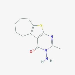 molecular formula C12H15N3OS B037669 3-amino-2-methyl-3,5,6,7,8,9-hexahydro-4H-cyclohepta[4,5]thieno[2,3-d]pyrimidin-4-one CAS No. 120354-22-5