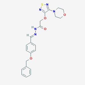 molecular formula C22H23N5O4S B376695 N'-{(E)-[4-(benzyloxy)phenyl]methylidene}-2-{[4-(morpholin-4-yl)-1,2,5-thiadiazol-3-yl]oxy}acetohydrazide 