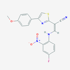 molecular formula C19H13FN4O3S B376699 (Z)-3-((4-fluoro-2-nitrophenyl)amino)-2-(4-(4-methoxyphenyl)thiazol-2-yl)acrylonitrile CAS No. 477298-34-3