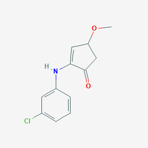 molecular formula C12H12ClNO2 B037670 2-Cyclopentenone, 2-(3-chloroanilino)-4-methoxy- CAS No. 112370-75-9
