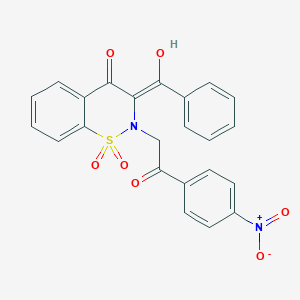 molecular formula C23H16N2O7S B376704 2-[4-hydroxy-1,1-dioxido-3-(phenylcarbonyl)-2H-1,2-benzothiazin-2-yl]-1-(4-nitrophenyl)ethanone CAS No. 364625-04-7