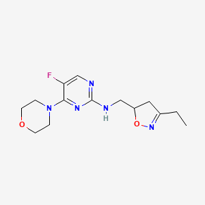 molecular formula C14H20FN5O2 B3767137 N-[(3-ethyl-4,5-dihydroisoxazol-5-yl)methyl]-5-fluoro-4-morpholin-4-ylpyrimidin-2-amine 