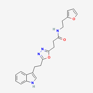 molecular formula C21H22N4O3 B3767189 N-[2-(2-furyl)ethyl]-3-{5-[2-(1H-indol-3-yl)ethyl]-1,3,4-oxadiazol-2-yl}propanamide 