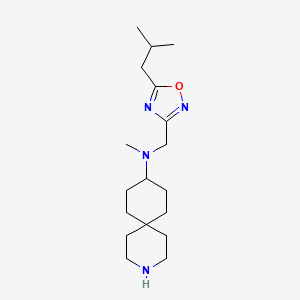 molecular formula C18H32N4O B3767230 N-methyl-N-[[5-(2-methylpropyl)-1,2,4-oxadiazol-3-yl]methyl]-3-azaspiro[5.5]undecan-9-amine 