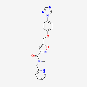 molecular formula C20H18N6O3 B3767240 N-methyl-N-(2-pyridinylmethyl)-5-{[4-(1H-1,2,4-triazol-1-yl)phenoxy]methyl}-3-isoxazolecarboxamide 
