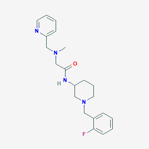 molecular formula C21H27FN4O B3767314 N-[1-[(2-fluorophenyl)methyl]piperidin-3-yl]-2-[methyl(pyridin-2-ylmethyl)amino]acetamide 