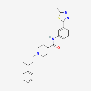 molecular formula C25H30N4OS B3767333 N-[3-(5-methyl-1,3,4-thiadiazol-2-yl)phenyl]-1-(3-phenylbutyl)-4-piperidinecarboxamide 