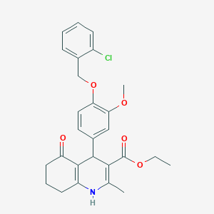 molecular formula C27H28ClNO5 B376734 Ethyl 4-{4-[(2-chlorobenzyl)oxy]-3-methoxyphenyl}-2-methyl-5-oxo-1,4,5,6,7,8-hexahydro-3-quinolinecarboxylate 
