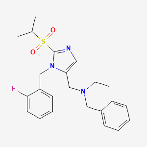 molecular formula C23H28FN3O2S B3767340 N-benzyl-N-{[1-(2-fluorobenzyl)-2-(isopropylsulfonyl)-1H-imidazol-5-yl]methyl}ethanamine 