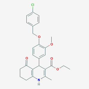 molecular formula C27H28ClNO5 B376738 Ethyl 4-{4-[(4-chlorobenzyl)oxy]-3-methoxyphenyl}-2-methyl-5-oxo-1,4,5,6,7,8-hexahydro-3-quinolinecarboxylate 