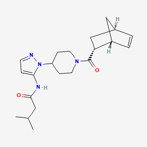 molecular formula C21H30N4O2 B3767407 N-(1-{1-[(1R*,2R*,4R*)-bicyclo[2.2.1]hept-5-en-2-ylcarbonyl]-4-piperidinyl}-1H-pyrazol-5-yl)-3-methylbutanamide 