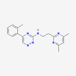 molecular formula C18H20N6 B3767445 N-[2-(4,6-dimethyl-2-pyrimidinyl)ethyl]-5-(2-methylphenyl)-1,2,4-triazin-3-amine 