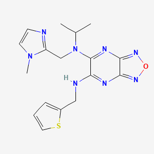 molecular formula C17H20N8OS B3767566 N-isopropyl-N-[(1-methyl-1H-imidazol-2-yl)methyl]-N'-(2-thienylmethyl)[1,2,5]oxadiazolo[3,4-b]pyrazine-5,6-diamine 