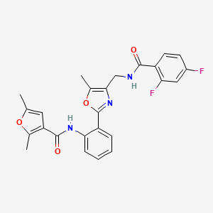 molecular formula C25H21F2N3O4 B3767612 N-[2-(4-{[(2,4-difluorobenzoyl)amino]methyl}-5-methyl-1,3-oxazol-2-yl)phenyl]-2,5-dimethyl-3-furamide 